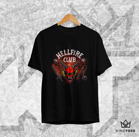 STRANGER THINGS - HELLFIRE CLUB LOGO - BLACK - TEE
